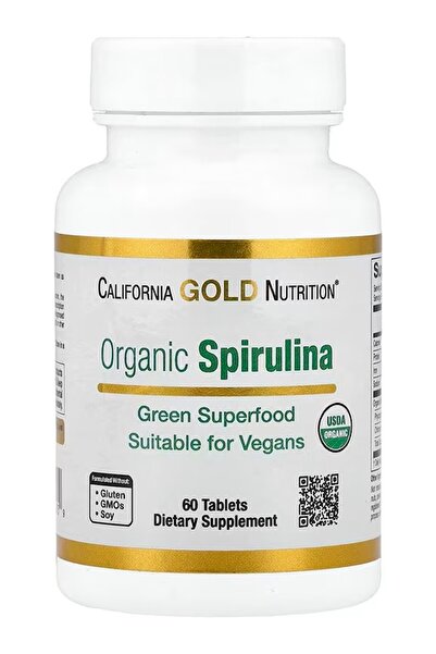 California Gold Nutrition Spirulina supplement containing a nutritionally valuable green superfood with antioxidants (500 mg) 60 tablets