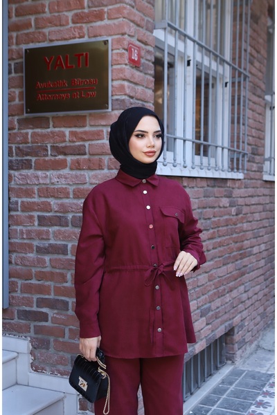 NİSUM MODA Lace-Up Suede Trouser Suit