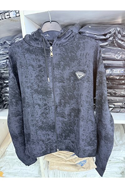 QUMRULİFE Women's Full Length Zipper Stretch Fabric Patterned Fabric Cardigan