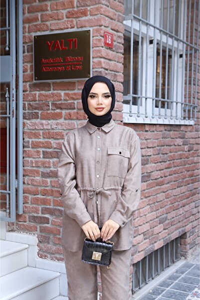 NİSUM MODA Lace-Up Suede Trouser Suit