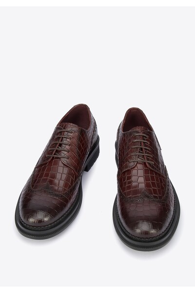 Wittchen Men's Croco Leather Brogues Burgundy Burgundy Leather