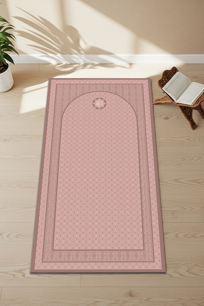 Etnik Dekor سجادة صلاة وردية بنمط الكعبة الرقمية