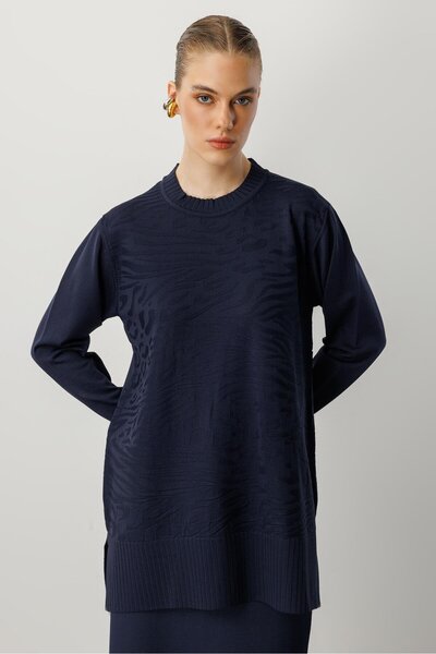 accort Kendinden Desenli Triko Tunik-LACI