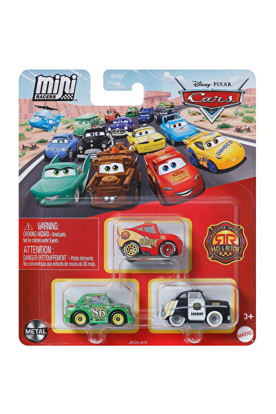 CARS Disney Pixar - Üçlü Mini Racers - Chick Hicks & Lightning McQueen & Sheriff