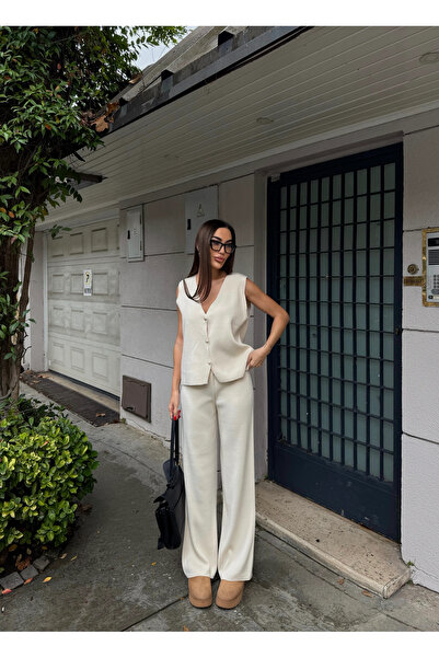 CARLA MARA Steel Vest and Palazzo Pants Double Sets