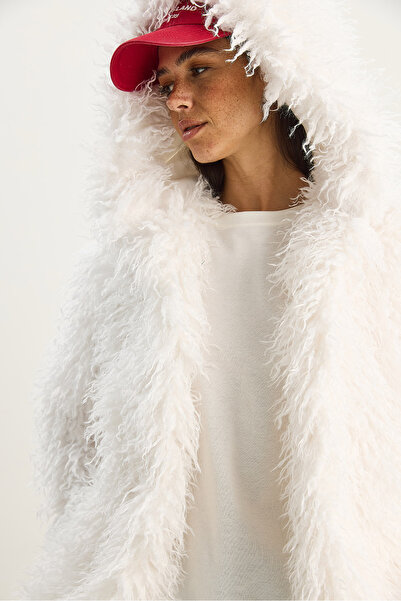 Bianco Lucci Women's Double Button Detailed Hooded Lined Tibet Coat 2765 60281119