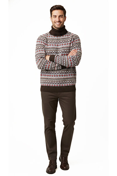 Pulltonic Erkek Yarım Balıkçı Yaka Kazak | %68 Kuzu Yünü