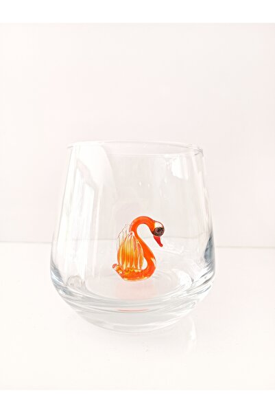 ADAMODART Decorative Water Glass with Swan Glass Figure - Single