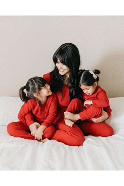 Lovedbaby Womens two piece lounge set,100% cotton, Cherry, XS-M