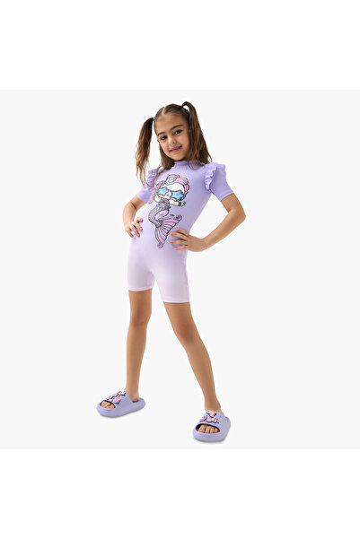 MGA L.O.L. Surprise! Printed Swimsuit with Short Sleeves and Zip Closure