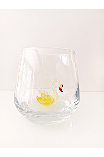 ADAMODART Decorative Water Glass with Swan Glass Figure - Single