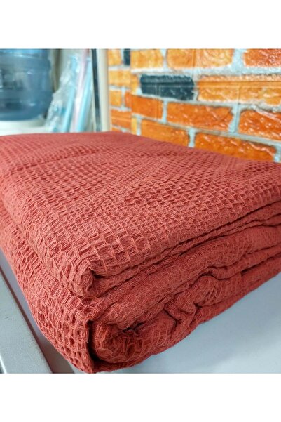 Şaheser %100 Pamuk Çift Kişilik Pike 240x220 (Tek Pike)-Brick Red