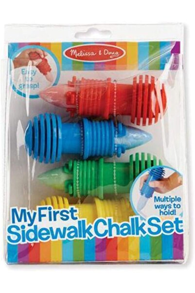 Melissa & Doug طقم طباشير الرصيف الأول مع حوامل - 4 طباشير و4 حوامل