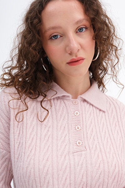 Addax Buttoned Collar Knitwear Sweater K3457