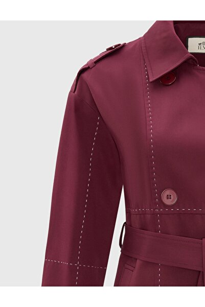 İLVİ Andrada Burgundy Women's Trench Coat