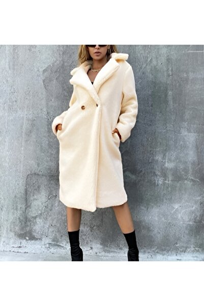 ITALY Palton Teddy Alb