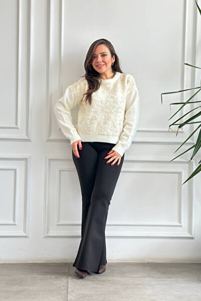 Yağmur Butik Με λεπτομέρεια από τούλι Πλεκτό πουλόβερ