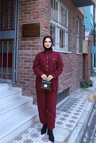 NİSUM MODA Lace-Up Suede Trouser Suit