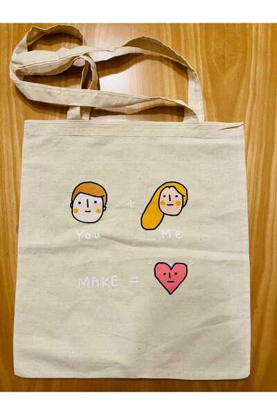 AL Bİ 90LIK Printed Raw Cloth Bag with Colorful Pattern