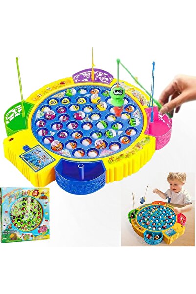 Generic Toys Storm 45 Fishing Game — Multicolor Family Fishing Puzzle with Rotating Musical Board, 45 Fish