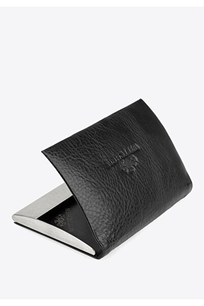 Wittchen Men's Leather Business Card Case with Magnetic Clasp Black Leather