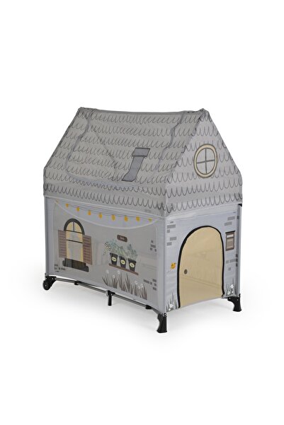 Cangaroo 2 in 1 Playhouse folding cot, with 2 height levels, roof, wheels, door, 120x60 cm