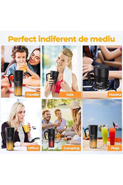 Timebox Mini Electric Blender, Portable, 6 Blades, 470ml Rechargeable, Wireless, Smoothie, White