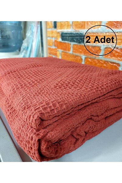 Şaheser 2 Adet %100 Pamuk Çift Kişilik Pike 240x220 (Tek Pike)-Brick Red