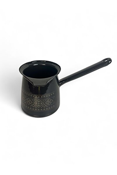 Emailul Medias Ibric bombat emailat 7cm, negru cu model auriu