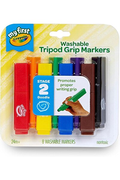 Crayola My First Tripod Broad Tip Markers, 8 Count, Multicolor