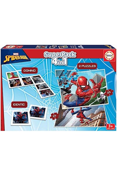 EDUCA مجموعة ألعاب سبايدر مان ٤ في ١ (دومينو، ذاكرة، ٢ لغز) - للأعمار من ٣ سن...