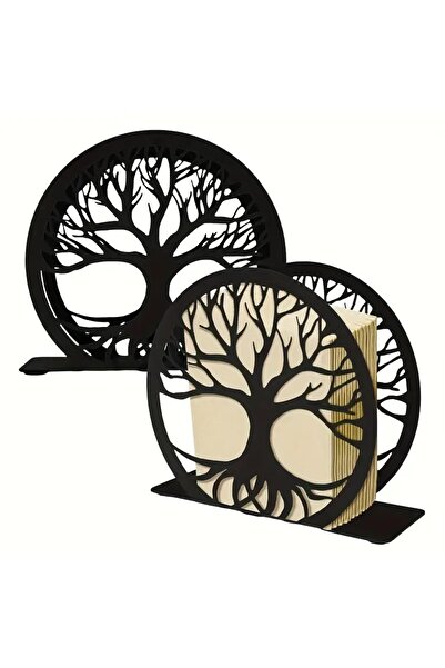 VENON Black Tree of Life Round Metal Napkin Holder Table Restaurant Coffee Shop Hotel Napkin Holder Organizer
