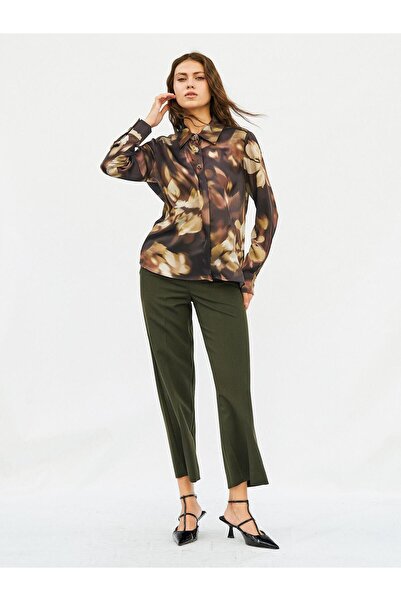 Coral Hidden Placket Shirt Brown