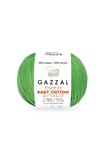 Gazzal خيط قطني للأطفال مقاس XL 50% قطن 50% أكريليك - 50 جرام 105 متر خيط حيا...