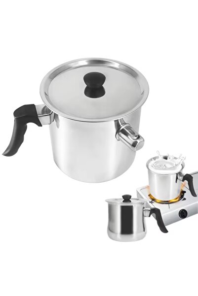 zola Steel pot for boiling milk, double-walled, capacity 1.5 litres, metal lid, 22 x15x16 cm, silver