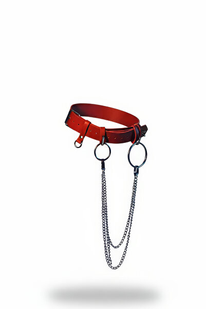 Angels Passion Curea roșie pentru femei, cu detaliu de lanț, cu cataramă mare...