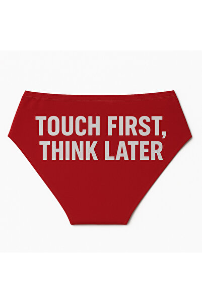 TWINTICKS Red Christmas Themed Women's Slip Panties, Metallic Lettering Print...