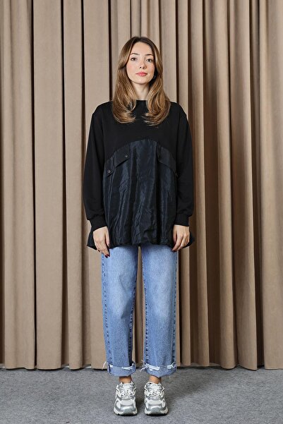 Loreen Women's Pocket Detail Oversized Tunic - 20714Tun - Black