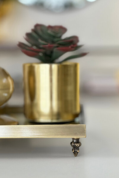 Shura Homeware Antique Pedestal Tray Metal Antique, Bronze Mirrored Decorative Presentation Tray 30X30 cm