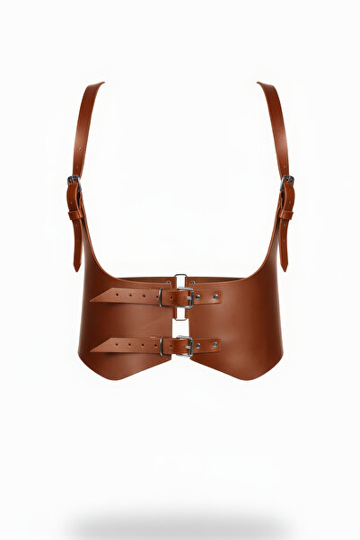 Angels Passion Коричневий жіночий ремінь Широкий ремінь у стилі корсета з пря...