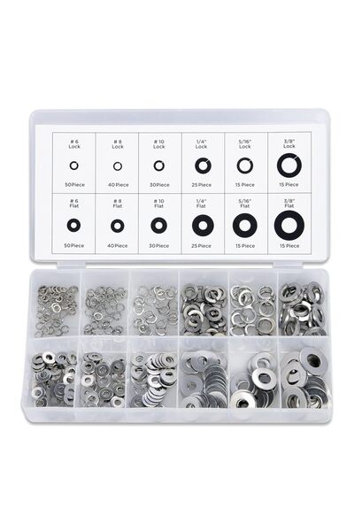 NEİKO مجموعة 50400A من الفولاذ المقاوم للصدأ بقفل وغسالة مسطحة، 350 قطعة