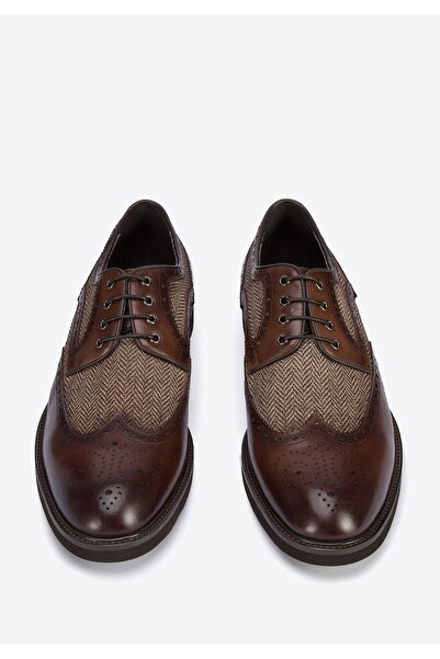 Wittchen Men's Leather Brogues with Herringbone Pattern Brown Leather