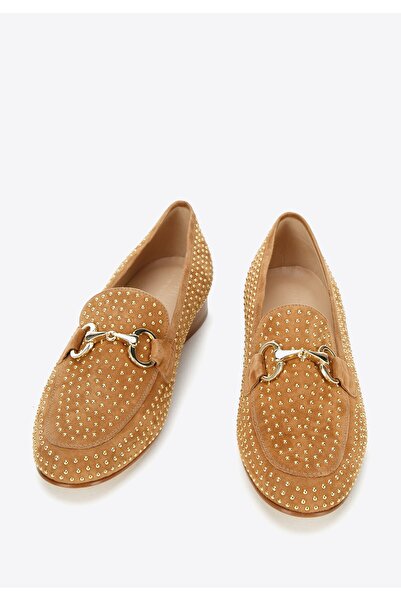 Wittchen Women's Suede Moccasins with Rivets Brown Suede Leather