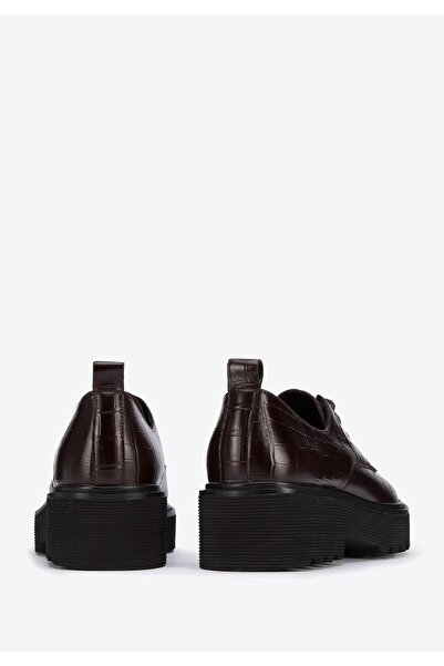 Wittchen Women's Croco Leather Platform Shoes Burgundy Burgundy Leather