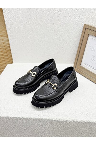 NUR KARACA 26K458 PANTOFI LOAFER DE DAMĂ, DIN PIELE AUTENTICĂ, CU TALPĂ GROAS...