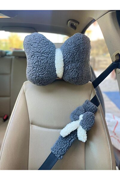 Generic Brand Car Seat Neck Pillow and Seat Belt-Dark Gray-Plush Car Pillow a...