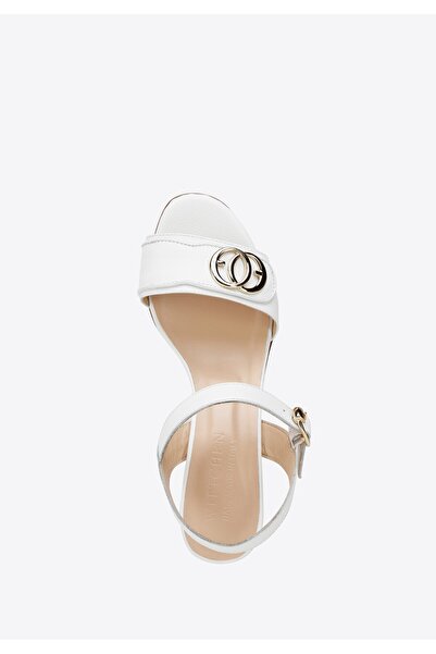 Wittchen Women's Leather Sandals with Gold Buckle, White, Leather