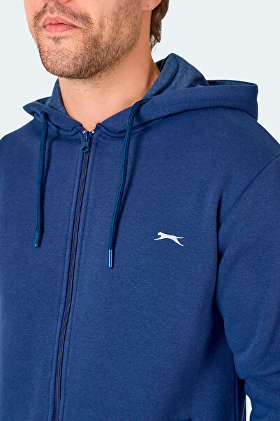 Slazenger MAJESTIC I Чоловічий светр з капюшоном на блискавці та кишенями, синій