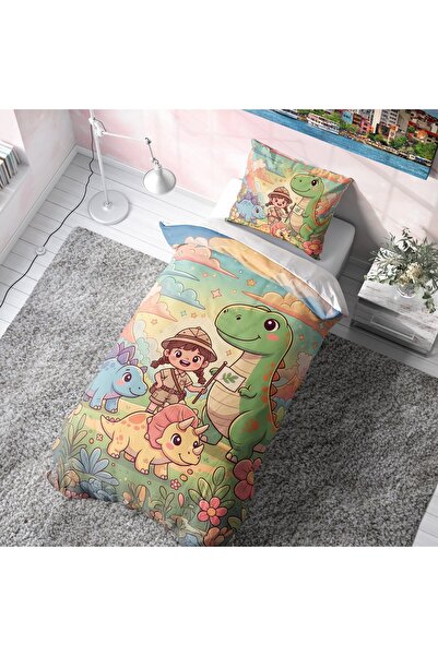 Viadela طقم غطاء لحاف للأطفال من دينوزور إيدون (بدون ملاءات)