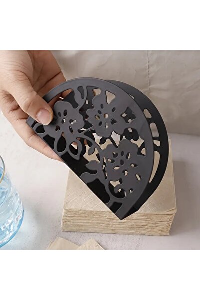 VENON Black Flower Elipse Metal Napkin Holder Table Restaurant Coffee Shop Hotel Napkin Holder Organizer